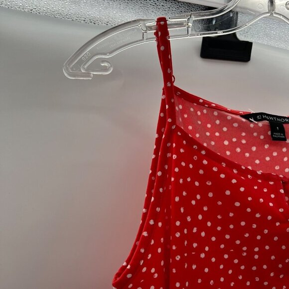 41 Hawthorne Women's Square Neck Polka Dot Tank Top Orange/White Size Small - Picture 3 of 9